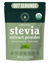 Økologisk 100% ren stevia pulver, 4 oz, tilfredsstiller søte krusninger, senker blodsukkernivåene for diabetikk, bulk pulverisert stevia ekstrakt søtningsmidler for bedre baking og drikke, 800+ serveringer av NatriSweet