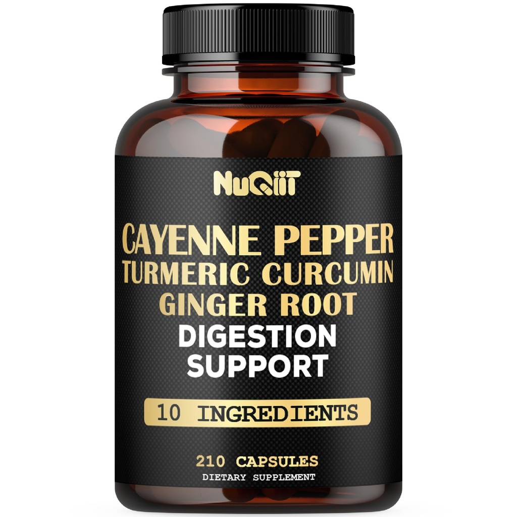 Cayenne Pepper Supplement med gurkemeie Curcumin Root, Ginger Root, Ceylon Cinnamon Bark & mer - Immunsystem, felles helse og digestiv helsestøtte - 210 kapsler