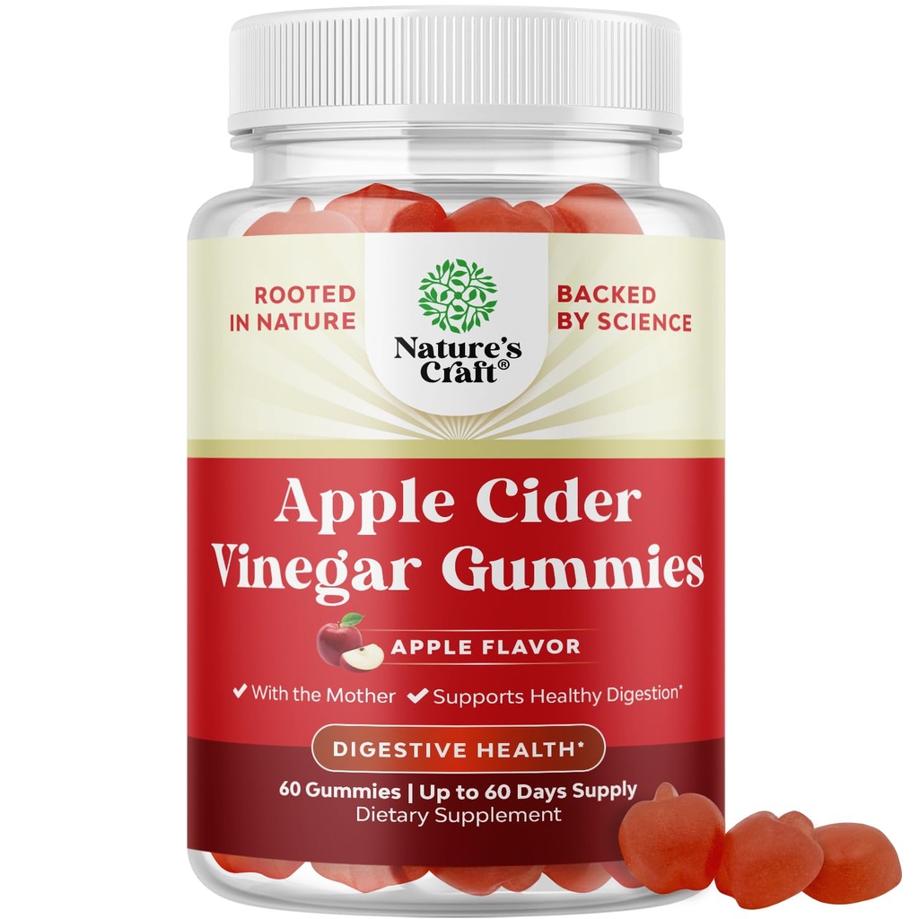 Apple Cider Vinegar Gummies For Vekttap - Cleanse & Detox Gummies For Gut Helse, Bloating & Energy Support - ACV Chews med B12 vitamin, B6 & Pomegranat for bedre metabolisme - 60 greve