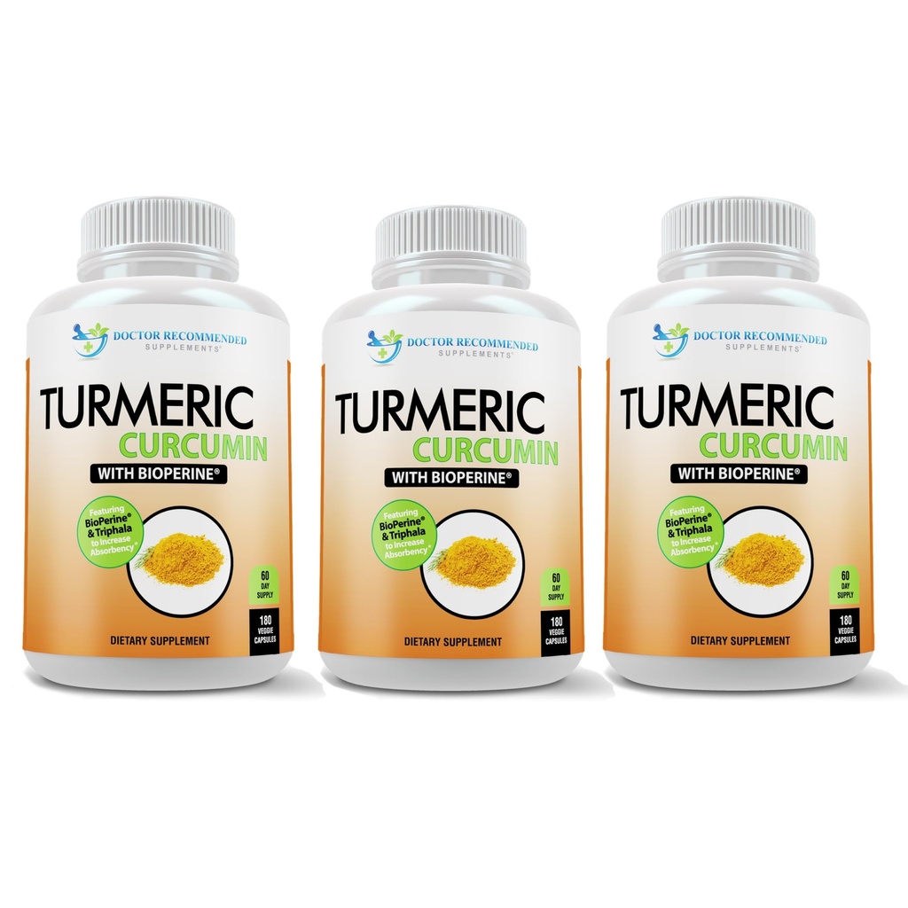 Turmeric Curcumin Supplement - 2250mg / d - Veggie Caps - 95% Curcuminoids med Black Pepper Extract (Bioperine) - 750mg Kapsler - 100% organisk - Mest kraftige Turmeric (Pack of 3)