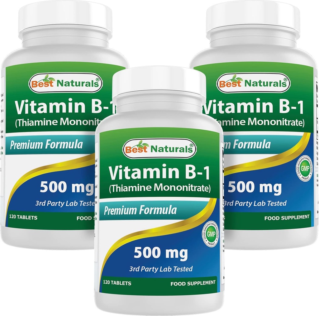 Best Naturals Vitamin B1 som Thiamin Mononitrat 500 mg 120 tabletter (120 greve (Pack of 3))