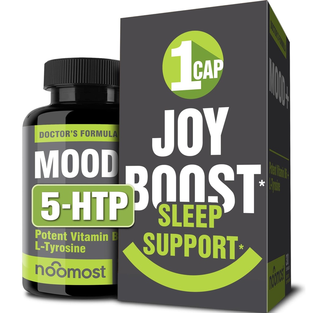 NooMost Mood Support Supplement for Mood Boost, Calm Mind & Body, Stress Response, Energi Supplement – Herbal Adaptogens: Ashwagandha, L Tyrosin, 5 HTP, Passion Blomster, 30 Counts