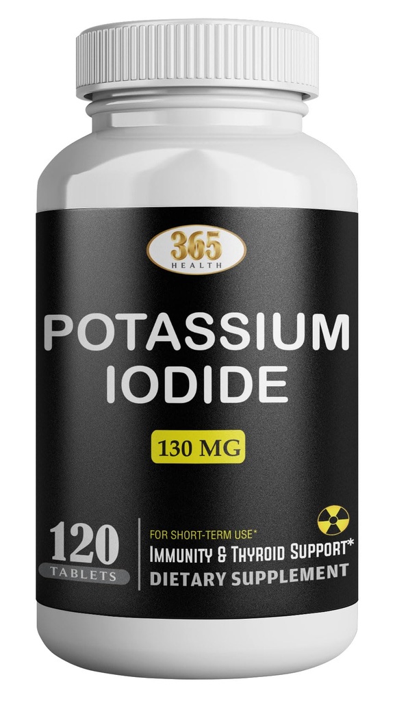 Kalium Iodide130 mg - KI Tabletter- Kalium130 mg - USA laget Kalium Iodine piller YODO Naciente, Yoduro de potasio - 120 tabletter