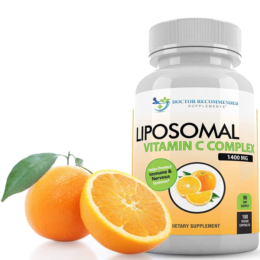 Liposomal vitamin C 1400mg Per Serving - 180 Veggie kapsler høy absorpsjon ascorbinsyre, Lypo-sfærisk vitamin C kompleks immun støtte supplement med kraftige antioksidanter og kollagen booster