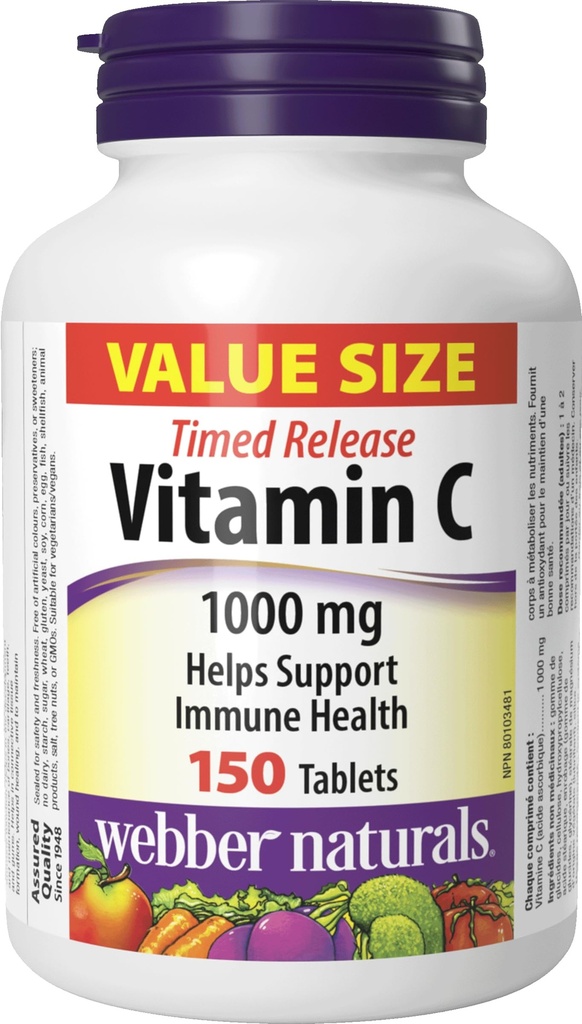 Webber Naturals Vitamin C Timed Release 1000mg, 150 tabs