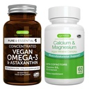 Vegan Omega-3 + Kalsium og magnesiumkompleks Vegan Bundle, bærekraftig EPA & DHA Algae olje 1340mg + 2:1 Plante Basert Algae Mineral Complex, av Igennus