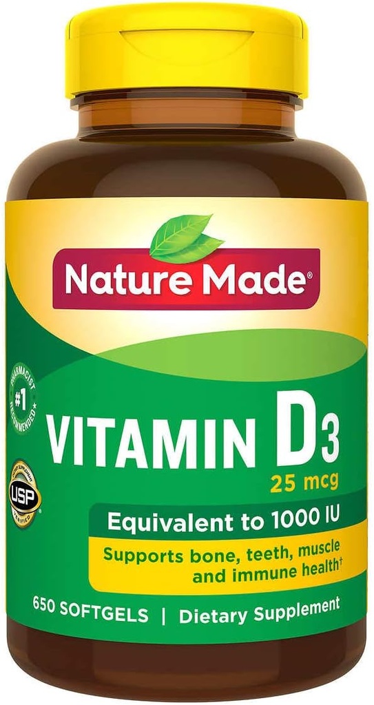 Naturlaget vitamin D3 25 mikrog., 650 softgels