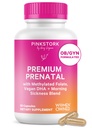 Pink Stork Premium Prenatal Vitamin for kvinner - Økologiske Hel-Food Ingredienser, Multivitamin & Probiotika - Morgensykhet, Digestion, & Energi - Folat, B6, & Jern - 60 Kapsler