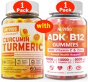 1Pack Turmeric Curcumin fylte gummer + 1Pack vitamin ADK med B12 Gummies