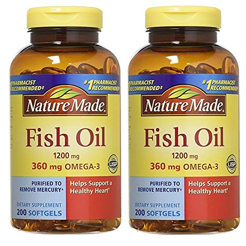 Naturen laget fiskeolje 1200mg med Omega-3, 400 softgels