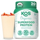 KOS Vegansk Protein Powder, Unflavored & Unsweeted - Lavkarbohydratblanding, organisk supermat rik på vitaminer og mineraler - Keto, Soya, Dairy Free - Måltid erstatning for kvinner og menn - 20 Serveringer