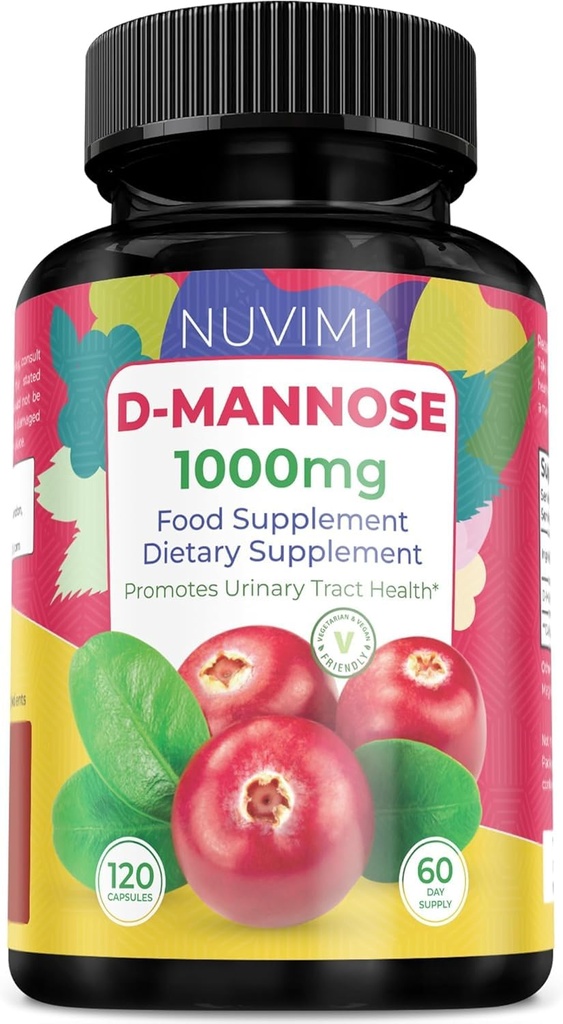 D Mannose 120 kapsler - 1000 mg per dose - Dietary Supplement hjelper til med å fremme urinveisdrift helse - Naturlig vegansk UTI Forsvar