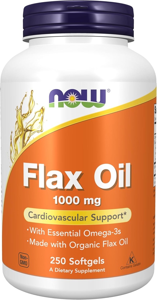 NU Mattilskudd, Flax Olje 1000 mg laget med organisk Flax olje, kardiovaskulær støtte*, 250 Softgels