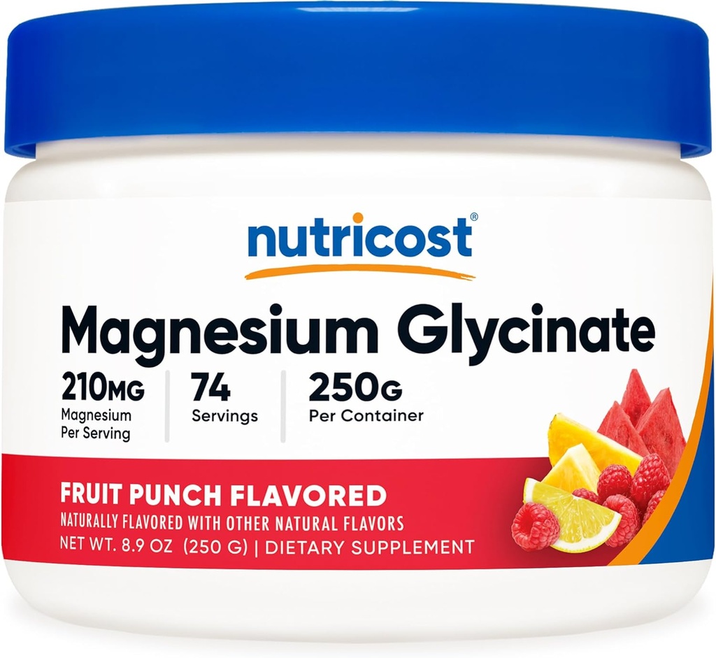 Nutricost Magnesium Glycinate pulver (Fruit Punch, 250 gram)