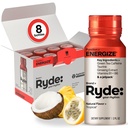 Ryde: Energize Shot | Tropisk Flavor | Grønn Te Koffein, Taurin, Ginseng Extract & B vitaminer | 0 kalorier, 0 sukker | 2 FL OZ Shots | Boosts energi * (8 pakke)