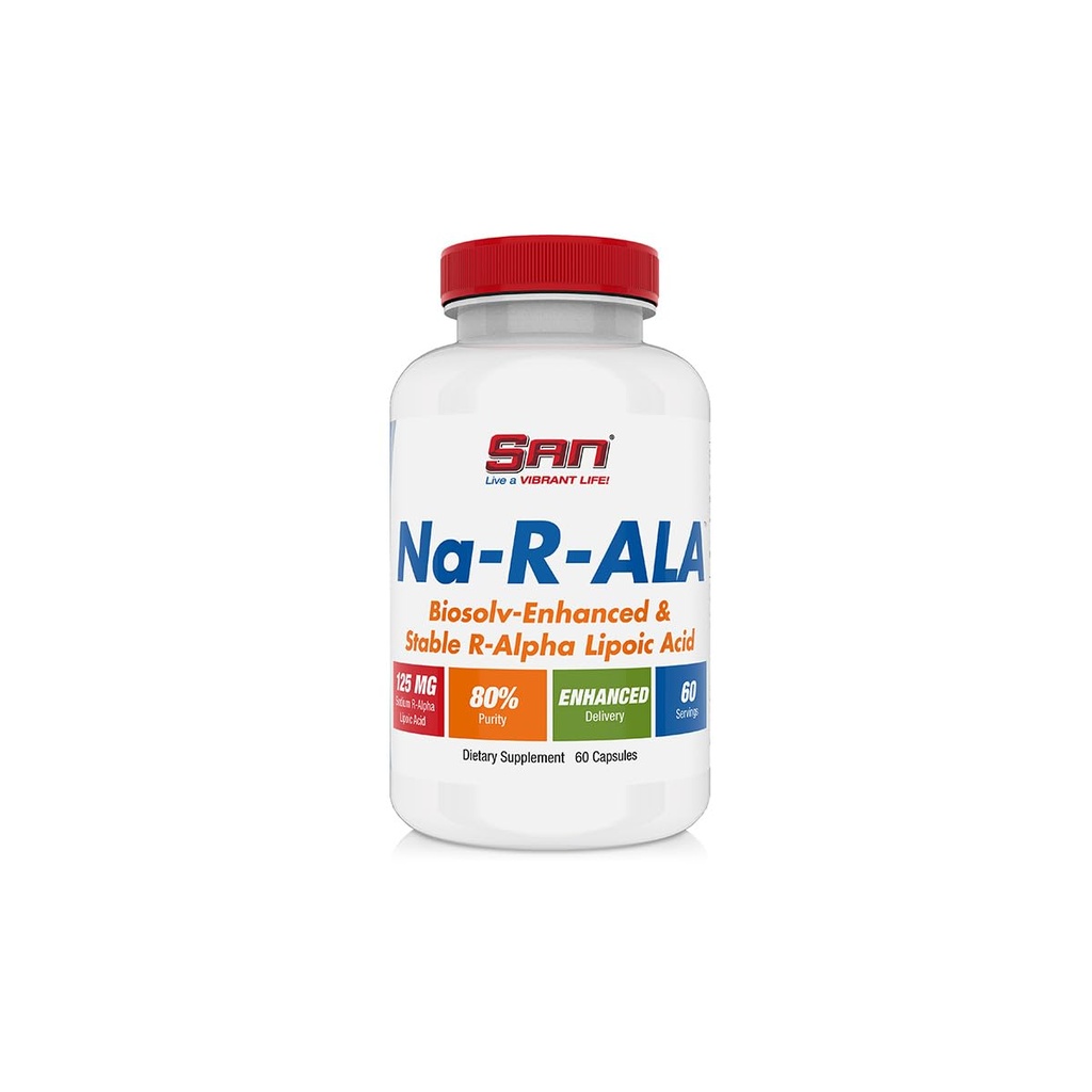 SANs Na-R-ALA - Stabilisert R-Alfa Lipoic Acid 125mg per servering [høy styrke og økt absorpsjon], 60 kapsler