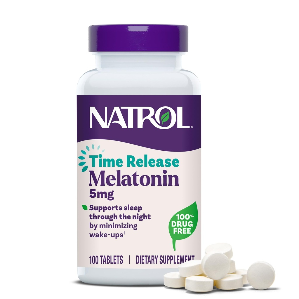 Narol Melatonin 5 mg Time Release, Dietary Supplement til å minimalisere vekt, natt søvnhjelp, 100 tabletter, opp til 100 dagers forsyning