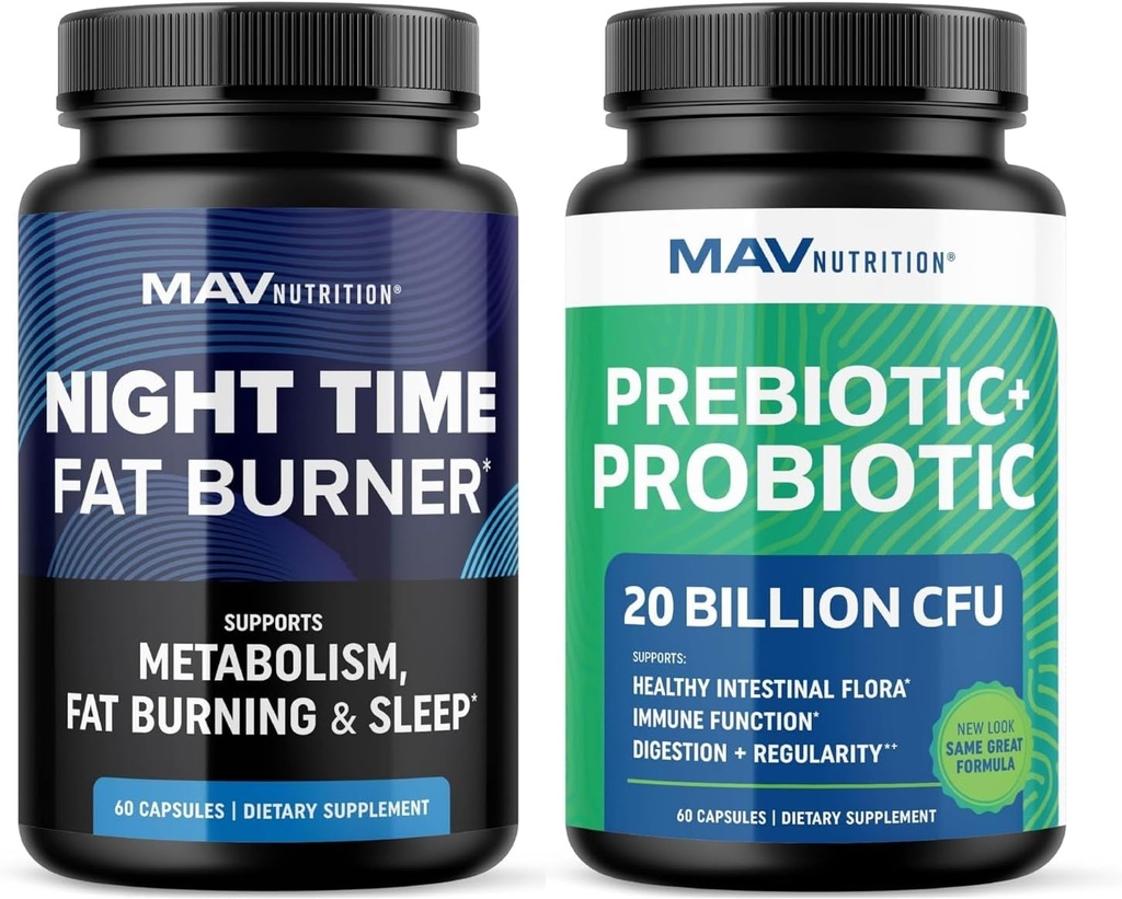 MAV NUTRITION Natttid Fettforbrenner Kapsler og probiotiske og prebiotiske kapsler Overnatting Metabolisme Booster for mage fettforbrenner Gut Helse støtte  enhver rekke Digestiv velvære