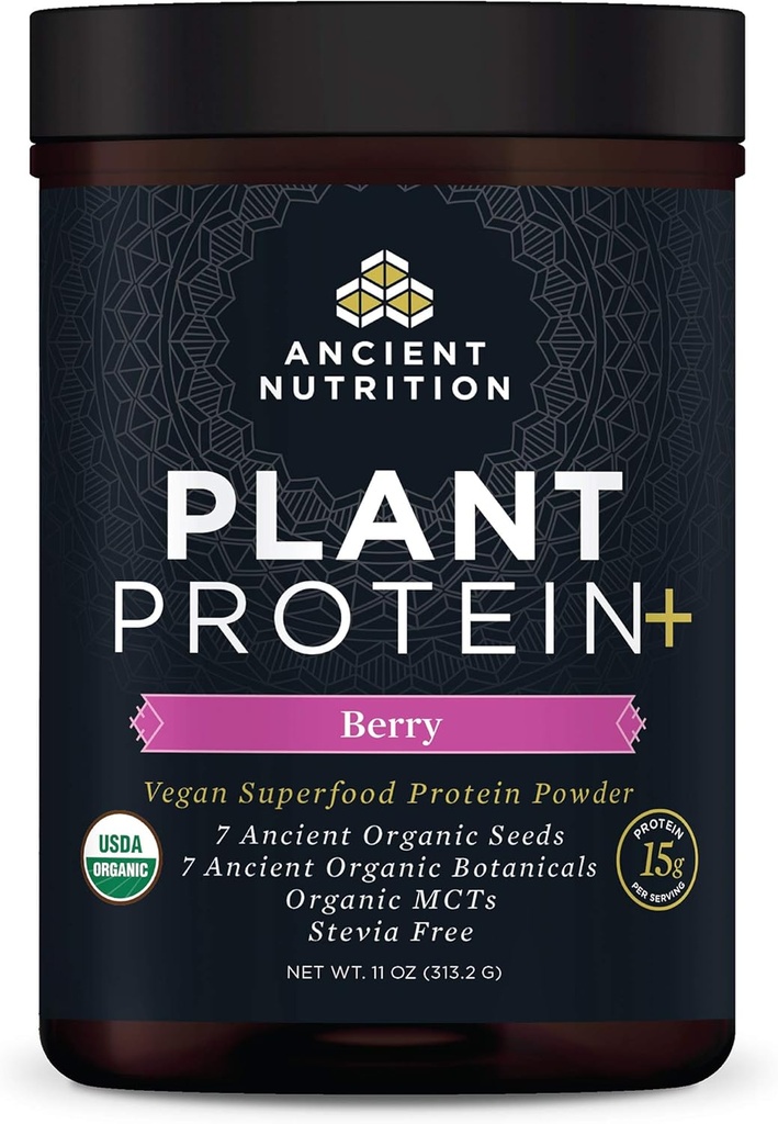 Gamle Ernæring Plante Basert Protein pulver, Planteprotein +, Berry, Organic Vegan Superfoods Supplement, 15g Protein Per Serving, Flott for Protein Skaker, Glutenfri, Paleo Vennlig 12 Serveringer