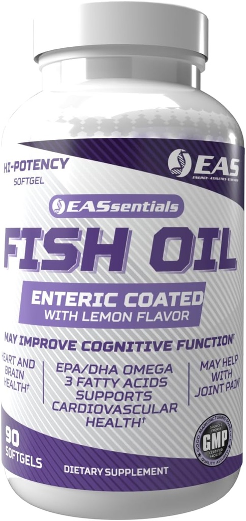 Eksperimentelle og anvendt vitenskaper Høy potens fiskolje EPA + DHA Omega-3s fettsyrer for hjerte og hjerne helse | Glutenfri, ikke GMO | Enterisk belagt med sitronflavor | 90 Softgels