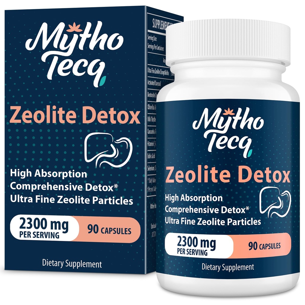 2300 MG Zeolite Detox Capsules - Aktivert Charcoal & Bentonite Clay, meget absorberbar Full Kropp, Lever & Gut Cleanse, Zeolite Clinoptilolite(90 Kapsler)