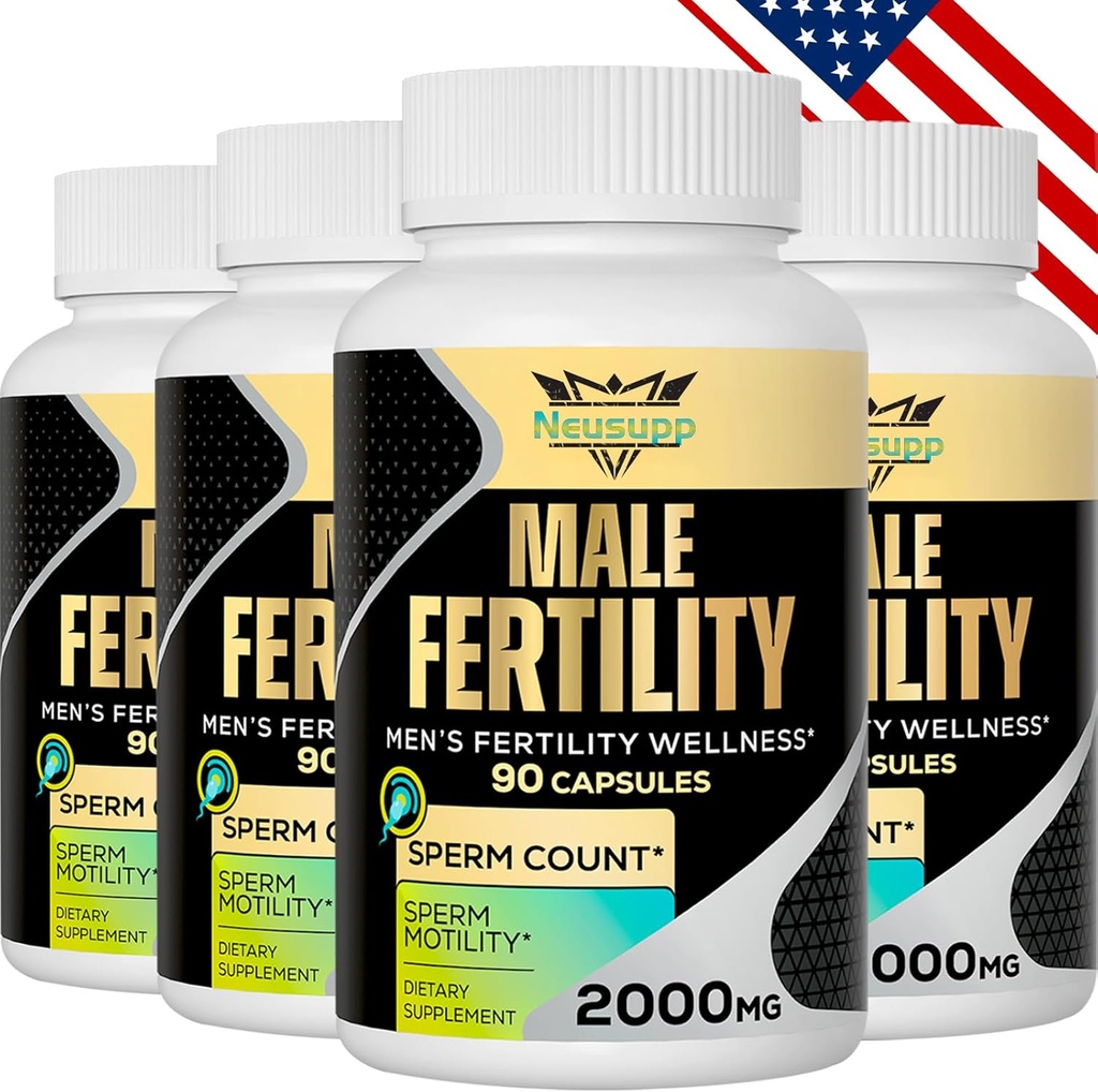 Fertilitet kosttilskudd for menn, mannlige prenatal vitaminer -Optimal Sperm Count, Motilitet og styrke, 2000MG Mens fruktbarhet kosttilskudd med Maca Root, Zin & Folate for konseption - Pakker med 4