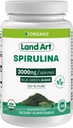 Land Art Certified Organic Spirulina - 180 Kapsler - Supermat-rik på mineraler, vitaminer og proteiner - Vegan