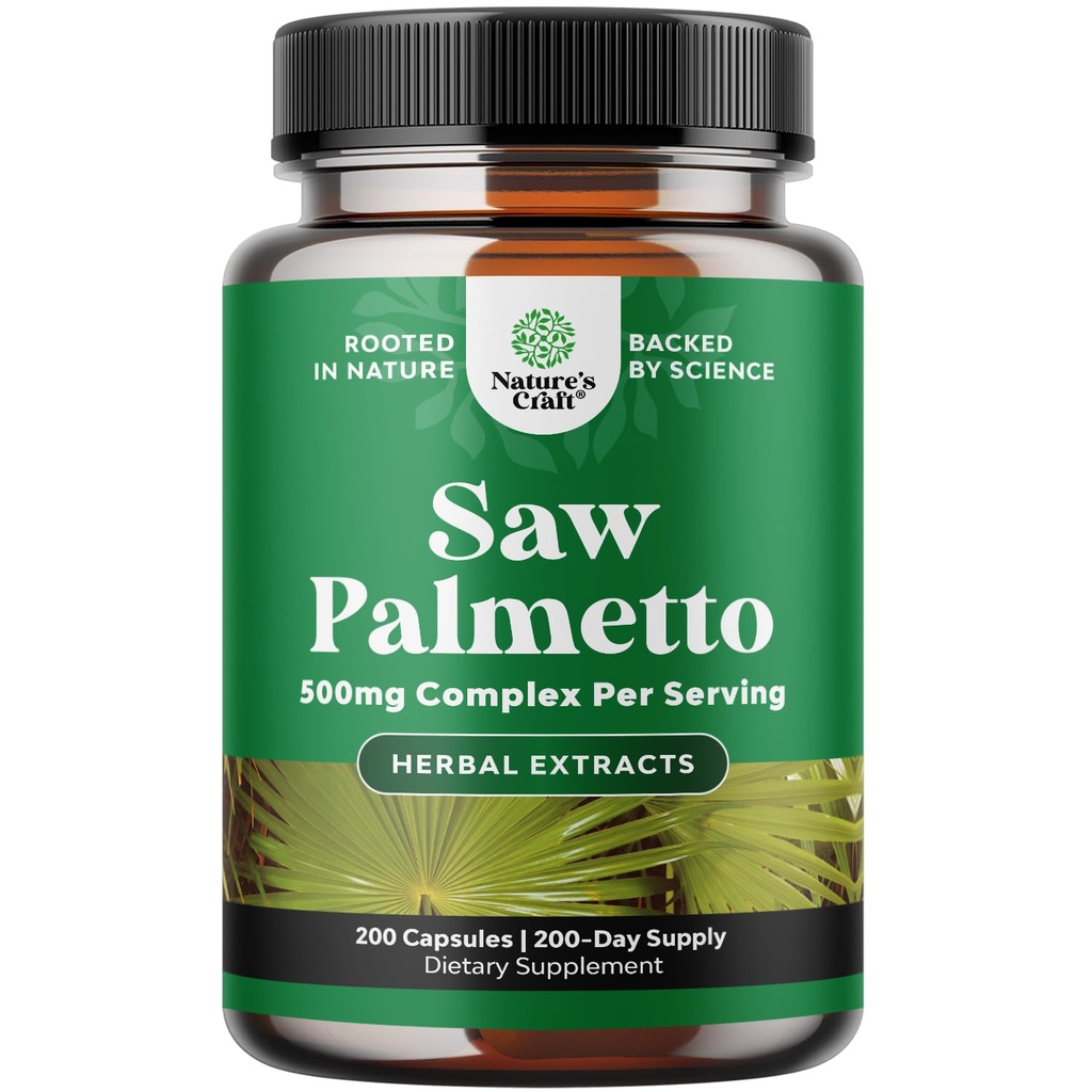 Ekstra styrke så Palmetto ekstrakt - avansert urtekompleks for hår helse og urin støtte med plantesteroler og flavonoider - Potent Herbal Supplement med 500 mg per servering - 200 kapsler
