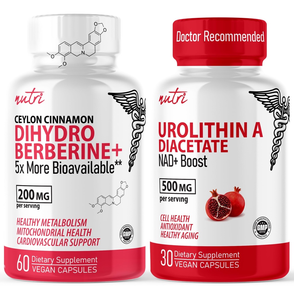 Naturens Fusjoner Nutri Dihydroberberin (60 kapsler) & Urolitin En Diacetat 500 mg energiforsterkning Supplement