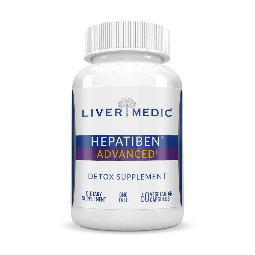 Hepatiben Liver Detox Cleanse, Non-GMO, w/Digestiv Repair. Naturlig Liver Supplement v/Milk Thistle, Silybin, NAC, Choline, Turmeric, Berberine, L-Glutatione 60CT