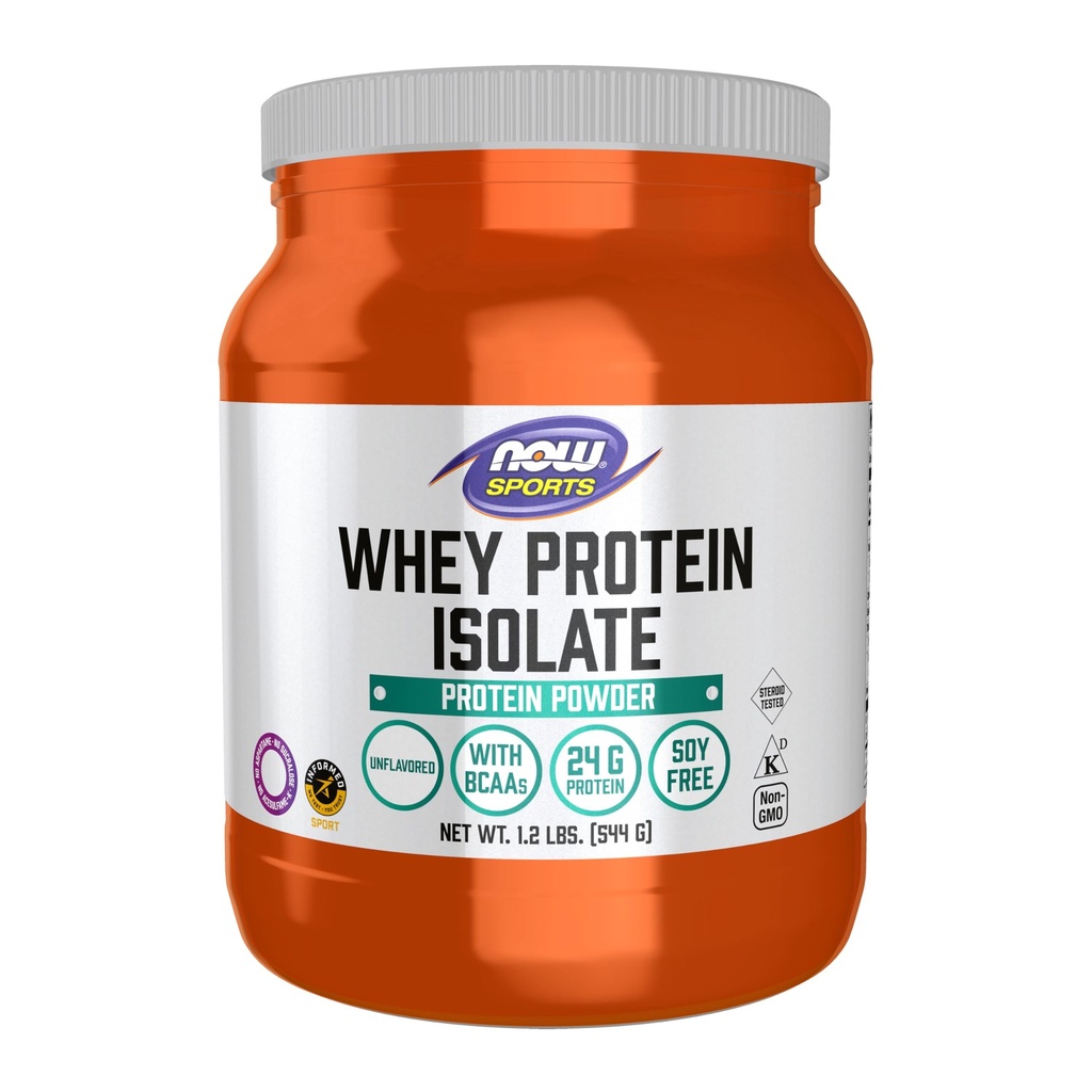 NÅ Mat idrettsnæring, Whey Protein Isolate, 25 g Med BCAA, Uflavorert pulver, 1,2-pund