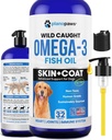 Omega 3 Fiskeolje for hunder - Bedre enn lakseolje - Hunde Fish Oil Supplement for å redusere shedding og kløe - støtter ledd, hjerne og hjerte helse - Hud og Coat Supplement - flytende fiskeolje