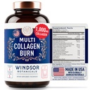Thermogenic Multi Collagen Burn Kapsler - Hydrolysert Multi Collagen Complex Typer I, II, III, V, X, Marine Collagen, Hyaluronsyre - Skjønnhet og anti-aldring Supplement for kvinner og menn - 90 piller