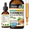 BIO KRAUTER Turmeric Supplement Tinktur - 1200 mg Turmeric Curcumin med svart pepper ekstrakt - alkohol og sukker gratis - Vegan Drops 2 Fl.Oz.