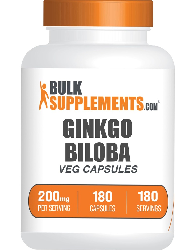 BulkSupplements.comginkgo Biloba Extract Kapsler - Ginkgo Biloba Opprinnelig fra Leaves, Herbal Supplement - Vegan, 1 Kapsel per servering, 180 greve (Pack of 1)