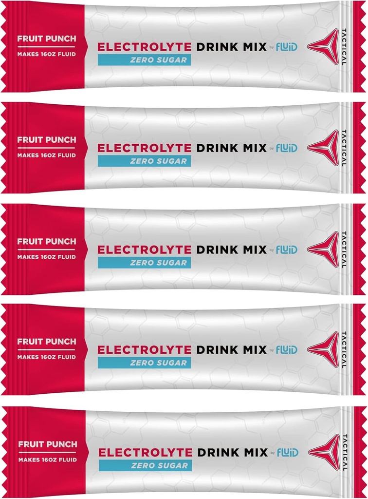 Fluid taktisk - Zero Sugar, Keto Electrolyte pulver, Hydration Packets, laget i USA (Fruit Punch, 25 Count)