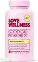 Kjærlighet velvære god jente probiotika | Kvinners Vaginal Helse og pH Balance Supplement | 9-Strain Probiotic for Urin Tract, Yest, Odor & Immune Support | Glutenfri | 90 CT, 90-dagers Supply