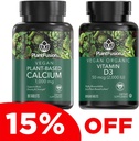PlantFusion Vegansk kalsium og D3 Bundle - Premium Plant Basert Kalsium 1000mg og D3 2000IU Kosttilskudd for beinvekst, tetthet og styrke og immunstøtte