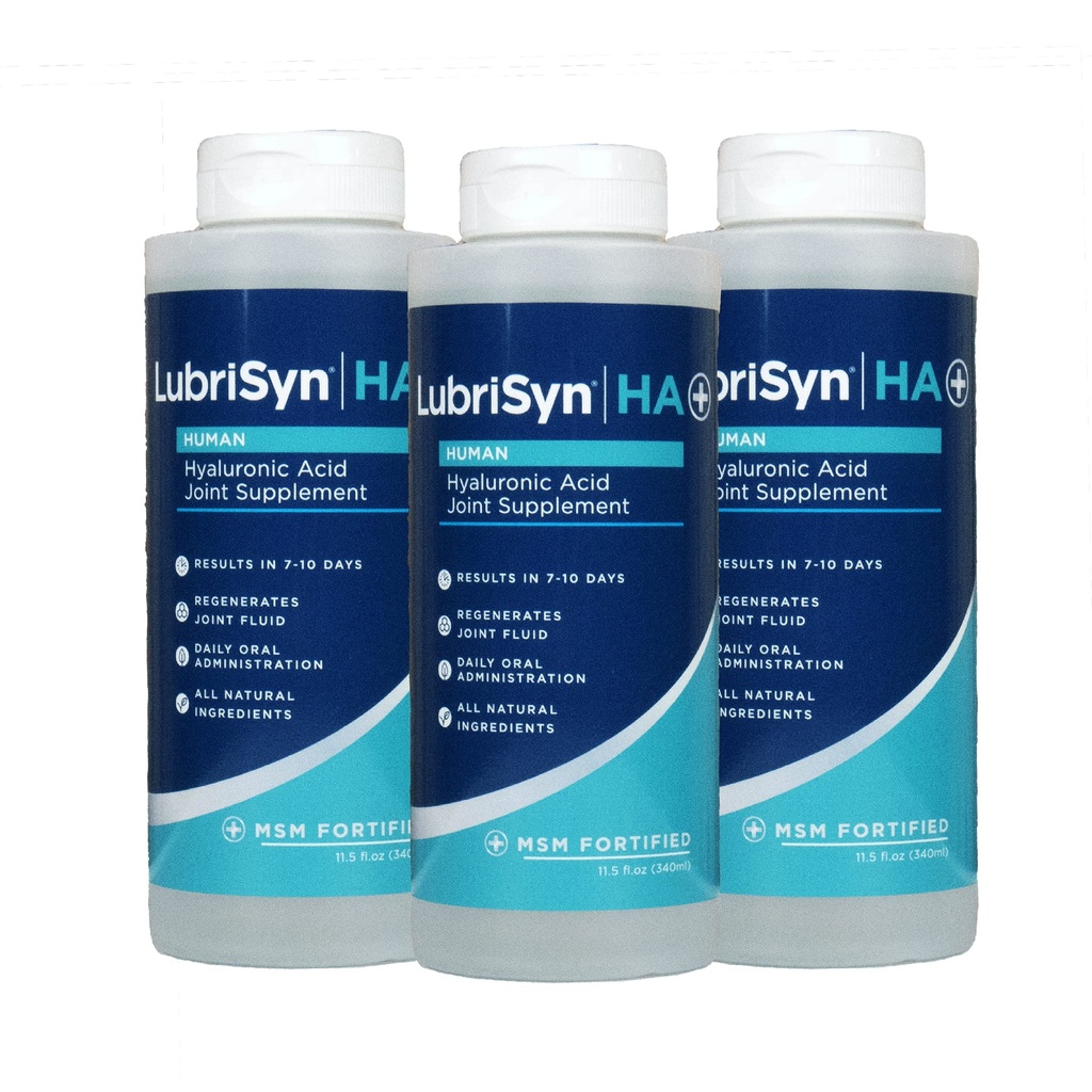 Lubrisyn Hyaluronsyre Oralt Supplement med MSM – Flytende HA Formula for mennesker – fremmer felles støtte, mobilitet, fleksibilitet, Hydration og sunn funksjon for menn og kvinner – 3 x 11.5oz