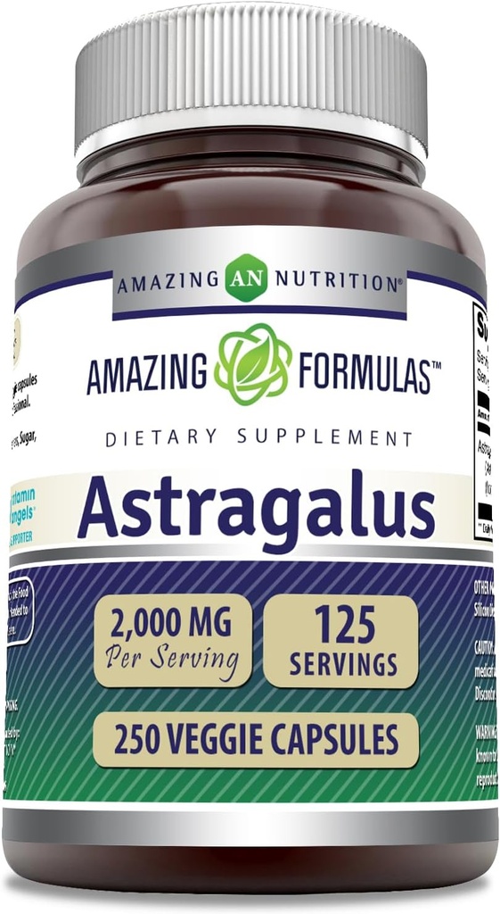 Amazing Formler Astragalus 2000 mg Per Serving Kapsler Supplement | laget av ren Astragalus Membranaceus Plant Root Extract | Ikke-GMO | Glutenfri (250 Count)