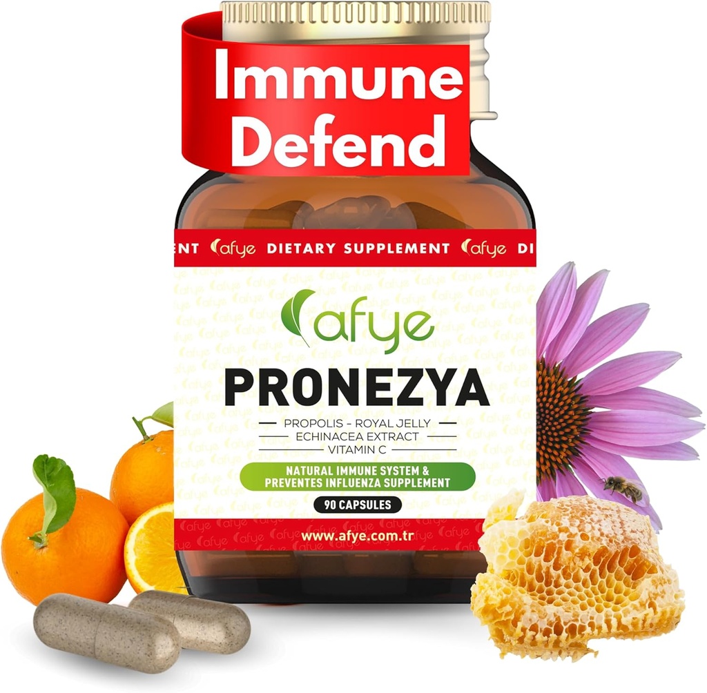 Immunsystem støtte supplement - naturlig blanding av propolis, Royal Jelly, Echinacea og vitamin C - forbedrer helse Plant-basert 90 kapsler (pakke med 1)