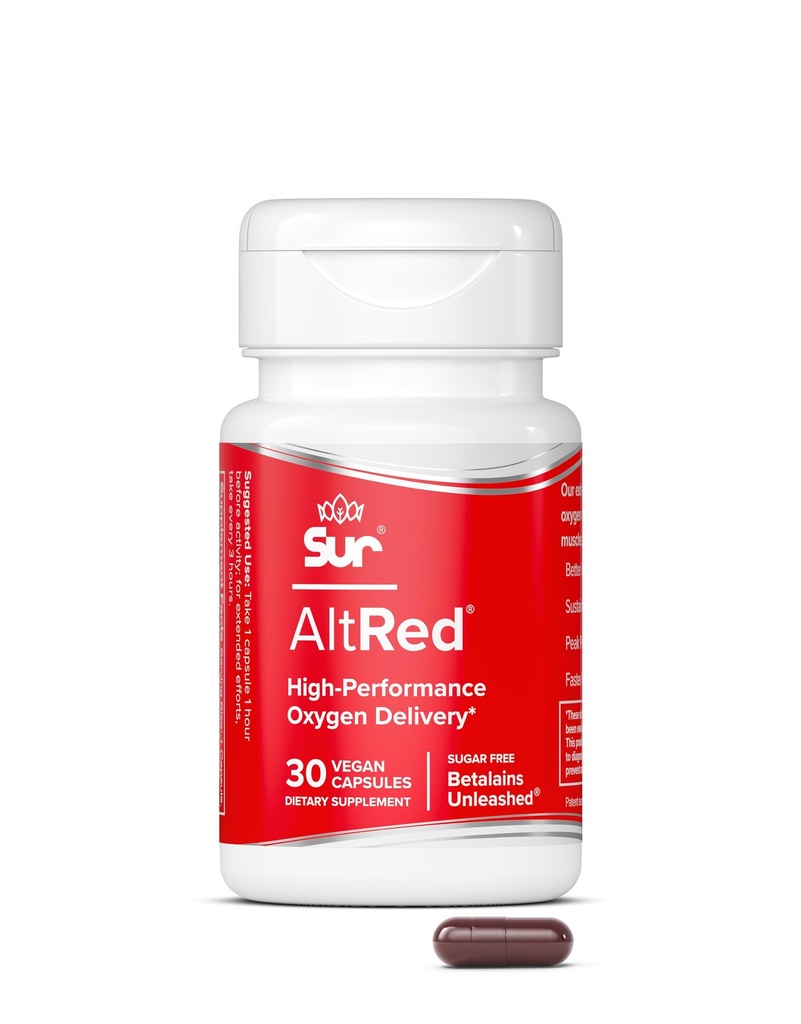 AltRed Sur Beet Root Capsules for muskelgjenvinning og idrettsnæring - 25% Betalain Extract Pre Workout & Nitric Oxid Supplement for utholdenhet atleter - NSF sertifisert for sport