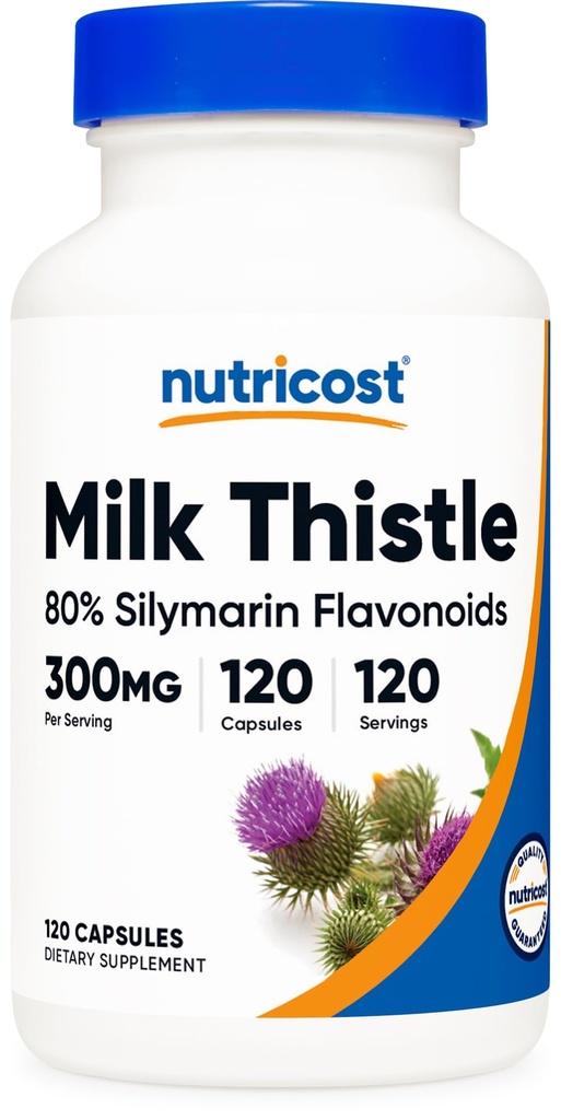Nutricost Melk Thistle kapsler 300 mg, 120 kapsler (80% Silymarin) - Glutenfri og ikke-GMO