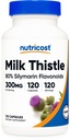 Nutricost Melk Thistle kapsler 300 mg, 120 kapsler (80% Silymarin) - Glutenfri og ikke-GMO