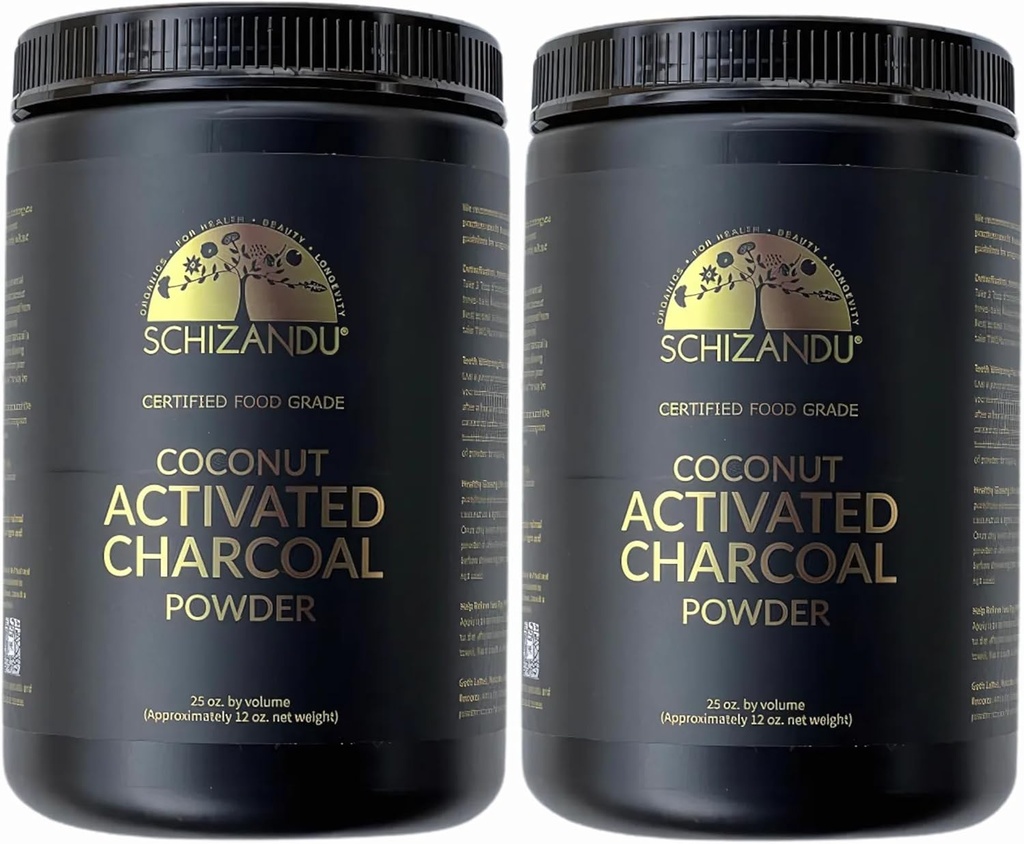 Organisk Charcoal pulver Aktivert Charcoal Natural, Vegan, Økologisk, GMO Gratis - Stor flaske 25 oz pulver - 2 pakke