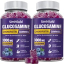 2 Pakker Glukosamine Chondroitin Gummies - 3000MG ekstra styrke felles støtte Supplement med MSM & Elderberry, Fleksibilitet, Antioksidant immun støtte Gummi for voksne, menn og kvinner