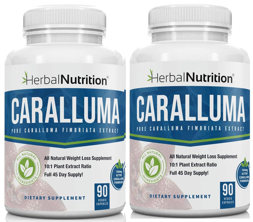 Herbal Ernæring Caralluma Fimbriata 180 kapsler to flaske pakke maksimal styrke 10:1 ekstraktforhold 1200mg all-naturlig kosthold, energi, utholdenhet og vektkontroll supplement