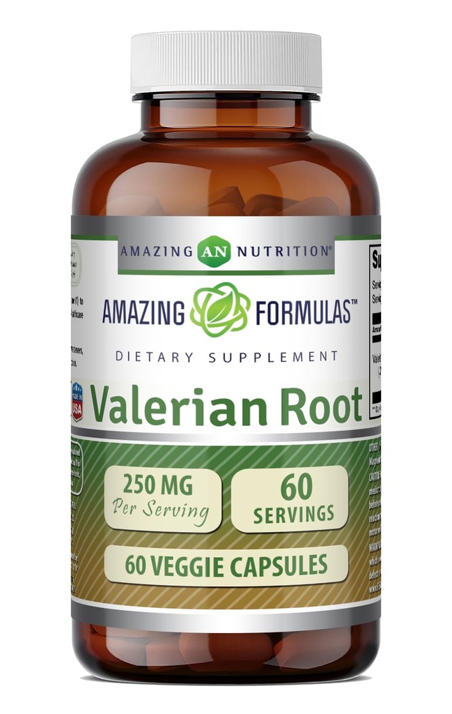 Amazing Formler Valerian Root 4:1 Ekstrakt Supplement | 250 Mg | 1000 Mg Ekvivalent | 60 Veggie kapsler | Ikke-GMO | Glutenfri | laget i USA