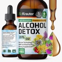 BIO KRAUTER Alkohol Detox Tinktur - Liver Cleanse & Detox Formula - Melk Thistle & Dandelion - Liver Support Liquid Extract - Alkohol og sukker gratis - Vegan Drops 2 Fl.Oz.