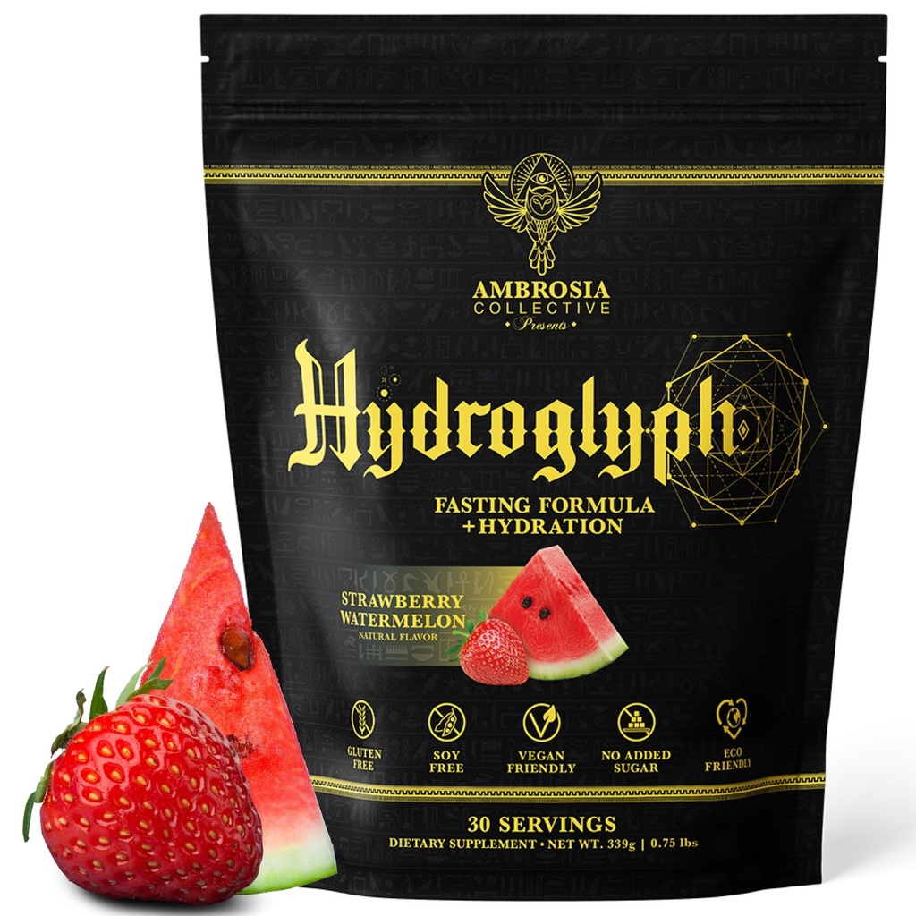 Ambrosia Hydroglyph Intraworkout Formel m/BCAA + EAA + Elektrolyser Hydration pulver for å beskytte lean Muscle, 0g Sukker Fasting Hydration Drink Blande, laget w/Coconut vann (Strawberry Watermelon)
